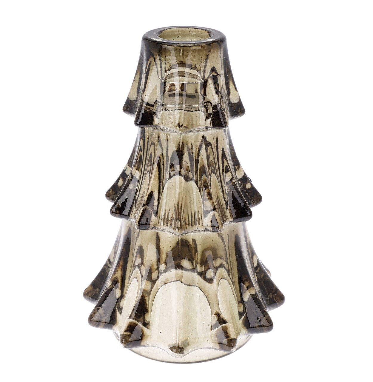 Suport lumanare Xmas Tree v3, Excellent Houseware, 10x14.8 cm, sticla, verde inchis - imagine 3